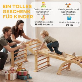 AIYAPLAY Cadrul de cățărat 9-în-1 pentru interior, rampă, tobogan, scară, tablă de scris, pentru copii mici, lemn | Aosom Romania