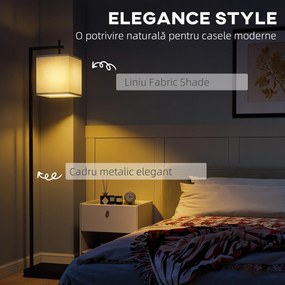 HOMCOM Lampă de podea 10 niveluri luminozitate și temperatură reglabilă cu telecomandă, negru | Aosom Romania