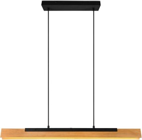 Lustră negru-mat LED cu abajur din lemn Kerala – Trio