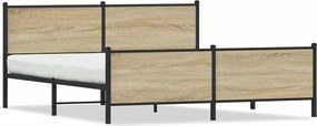 vidaXL Cadru de pat metalic fără saltea, stejar sonoma, 193x203 cm