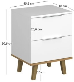 Comodă Nickole 2S/46 (alb + Stejar pietros). 1053082