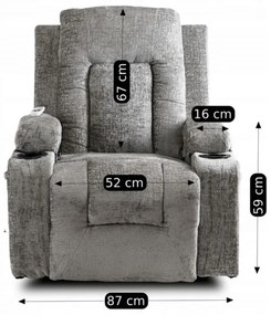 JAKS Fotoliu de masaj gri micropluș Box