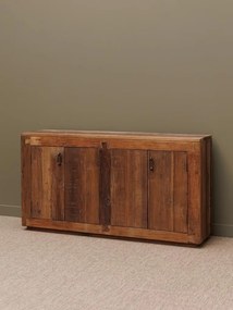 Bufet din lemn reciclat și metal, 4 uși, aspect rustic, Rochehau
