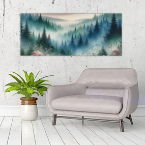 Tablou - Peisaj forestier cu ceață (120x50 cm)