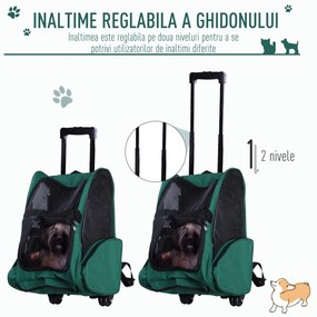 PawHut Trolley Rucsac Verde pentru Călătorii cu Animale de Companie, Confortabil și Sigur | Aosom Romania