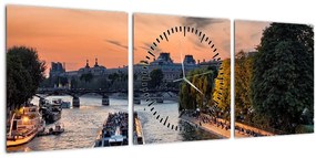 Tablou - gondole italiene (cu ceas) (90x30 cm)