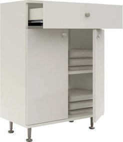 Corp Baie Zaria, 1 Sertar, 2 Usi, Alb lucios/Alb, MDF, L 60 x l 35 x H 85 cm