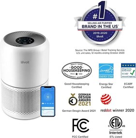 La mâna a doua: Purificator de aer Levoit Core 300S, 41 m², 23W, True HEPA, Comenzi vocale, Timer, 3 viteze, Silentios, Fara ozon, Alb
