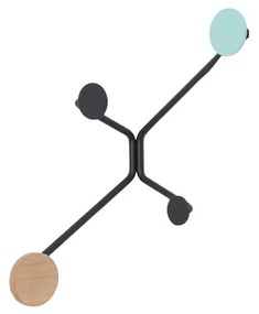 Cuier de perete pe colț Gazzda Hook, detaliu verde mentolat, negru