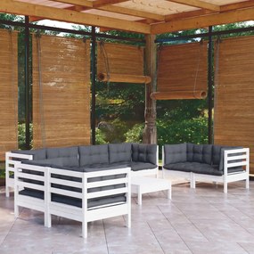 3096275 vidaXL Set mobilier de grădină cu perne, 9 piese, lemn masiv de pin