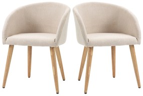 HOMCOM Set de 2 scaune de dining scaun de bucătărie Design scandinav - Picioare inclinate din lemn de cauciuc - Șezut Spătar brațe ergonomice Aspect in Bej | Aosom Romania