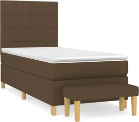 vidaXL Pat box spring cu saltea, maro închis, 80x200 cm, textil