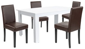 Set de masă Leon 4+1 alb-maro