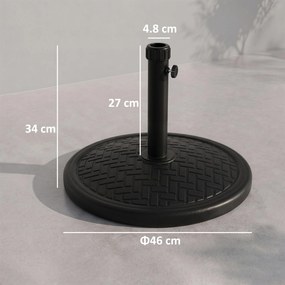 Outsunny Bază pentru Umbrelă cu Buton Reglabil, Ø46x34 cm, Negru | Aosom Romania