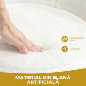 HOMCOM Fotoliu din Material cu Imitație Blană, Picioare Metalice Aurii și Tălpițe Antiderapante, 75x66x79 cm, Alb | Aosom Romania