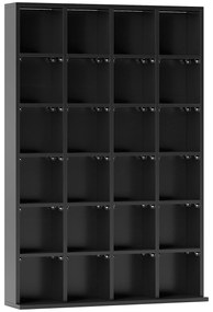 HOMCOM Mobilier de depozitare multimedia 480 CD/312 DVD - bibliotecă din lemn cu rafturi reglabile, 89 x 130,5 cm, negru | Aosom Romania