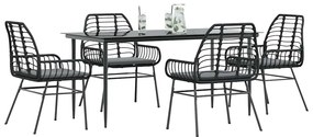 vidaXL Set de sufragerie de grădină 5 piese neagră Sticlă Poly Rattan