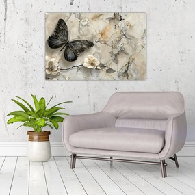 Tablou - Marmură de fundal cu fluturi (90x60 cm)