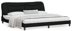 3213727 vidaXL Cadru de pat cu lumini LED, negru, 200x200 cm, textil