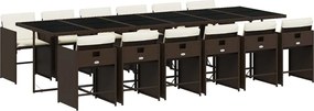 vidaXL Set mobilier de grădină, 13 piese, maro, cu perne, poliratan