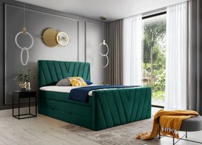 Pat tapitat, boxspring, cu spatiu pentru depozitare, 160x200 cm, Candice 3, Eltap (Culoare: Verde - Velvetmat 38)