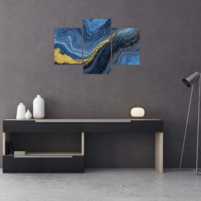 Tablou - Abstracție albastru-aurie (90x60 cm)