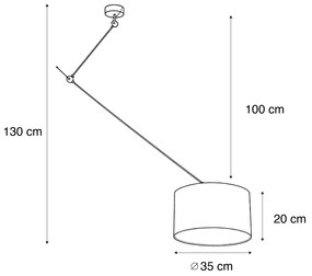 Lampă Suspendată Neagră cu Abajur de Catifea Maro 35cm - Blitz