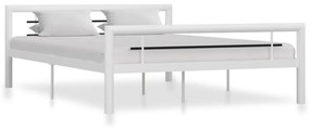 Cadru de pat, alb si negru, 120 x 200 cm, metal white and black, 120 x 200 cm