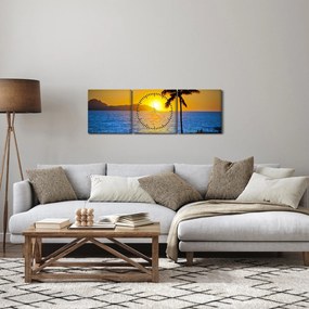 Tablou - Apus de soare deasupra mării (cu ceas) (90x30 cm)