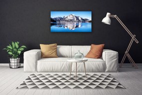 Tablou pe panza canvas Lacul Munții Peisaj Albastru Gri Alb