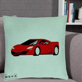 Perna Personalizata Masina Sport Rosie Grafic, 40x40 cm, Verde Menta, Husa Detasabila, Perna Inclusa, BEKZ®