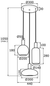 Lustra cu 3 Pendule design modern SAGUNTO
