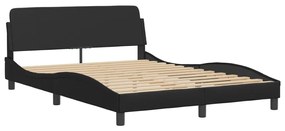 373178 vidaXL Cadru de pat cu tăblie, negru, 140x190 cm, piele ecologică