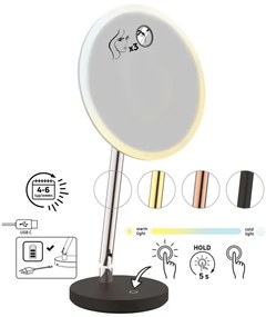 Deante ADI_Z812-LED Oglindă cosmetică reîncărcabilă pentru baie SILIA, LED 5 V, 5000 mAh, 2700–6500 K, IP44