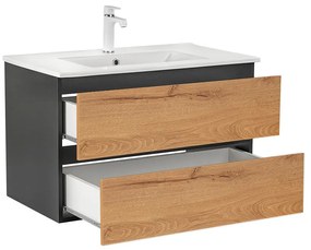 Mobilier complet de baie Vario Forte 80 antracit-stejar