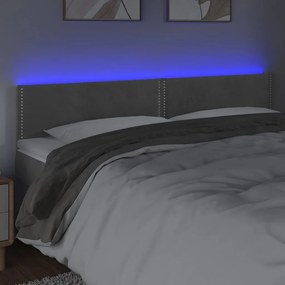 Tablie de pat cu LED, gri deschis, 200x5x78 88 cm, catifea 1, Gri deschis, 200 x 5 x 78 88 cm