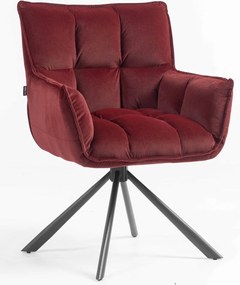 HR560 BAZĂ STEA Scaun Catifea Bordo Merlot cu Bază Neagră