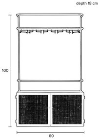 Dulap vinotecă din ratan negru 18x100 cm Guuji - White Label