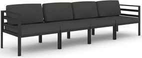 vidaXL Set mobilier de grădină cu perne, 4 piese, antracit, aluminiu