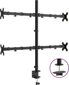 vidaXL Suport de perete pentru monitor VESA 75/100 mm, negru, oțel