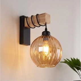Brilagi - Aplica de perete WOOD GLASS 1xE27/60W/230V pin/negru/maro fumuriu