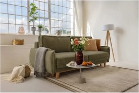 Canapea verde extensibilă cu tapițerie din catifea reiată 218 cm Tori – Bonami Selection