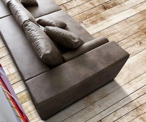 Canapea extensibilă dumonde cu ladă de depozitare si sezut confortabil din spuma high-density, Marbela Tobago Brown XXL 295x100 cm cu taburet inclus
