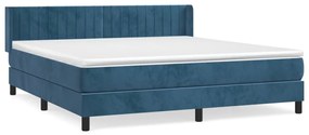 3131091 vidaXL Pat box spring cu saltea, albastru închis, 160x200 cm, catifea