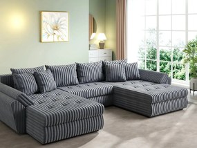 Colțar extensibil dumonde cu ladă de depozitare si sezut confortabil din spuma high-density, Loana U Ambience Grey 355x185 cm