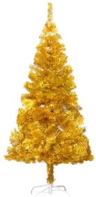 vidaXL Pom de crăciun artificial cu suport, auriu, 150 cm, pet