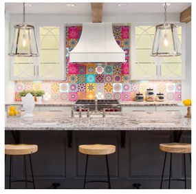 Set 30 autocolante de perete Ambiance Tiles Azulejos Mariska, 15 x 15 cm