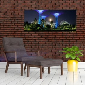 Tablou cu lună plină în grădinile din Singapur (120x50 cm)
