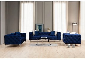 Canapea albastru-închis cu tapițerie din catifea 237 cm Como – Artie