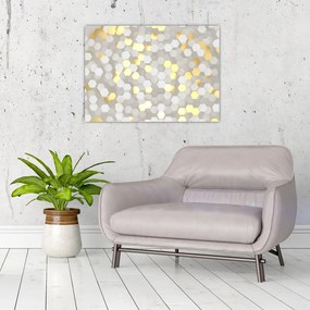 Tablou - Hexagoane alb - auriu (70x50 cm)
